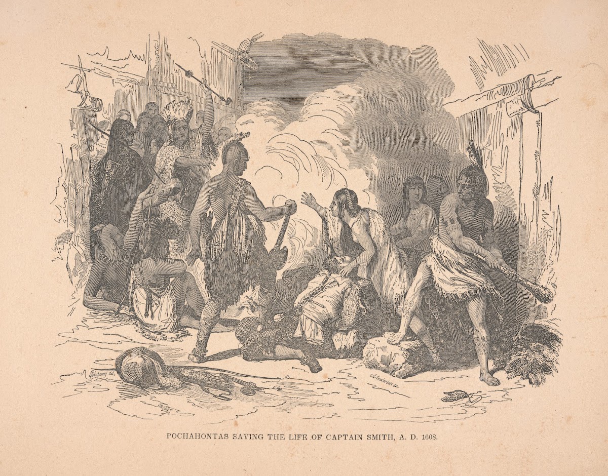 Pochahontas saving the life of Captain Smith AD 1608