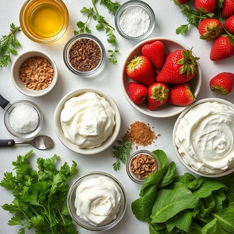 Ingredients for Light Japanese Strawberry Cake Recipe with Whipped Cream: Easy Homemade Dessert
