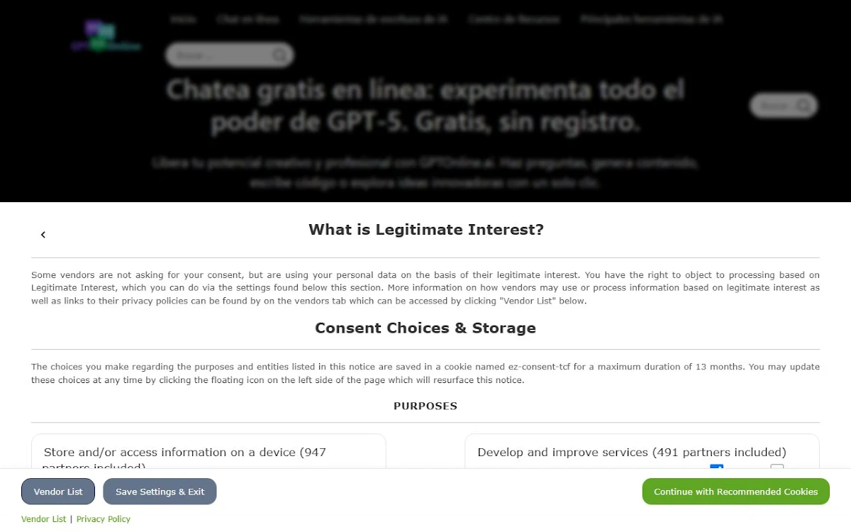 Captura de ChatGPT Online - GPTOnline.ai