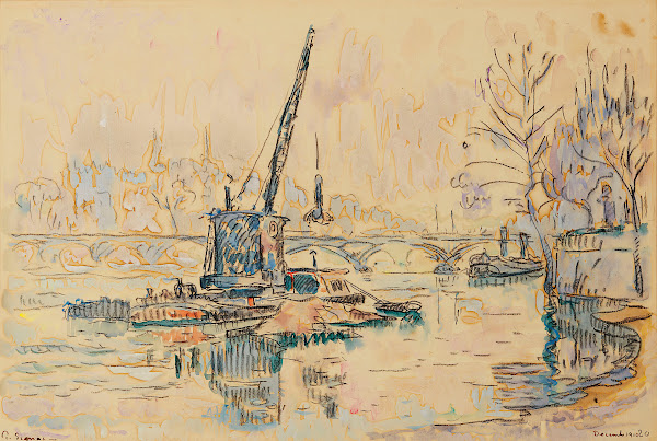 Paris La Seine au Quai Malaquais the crane 1910