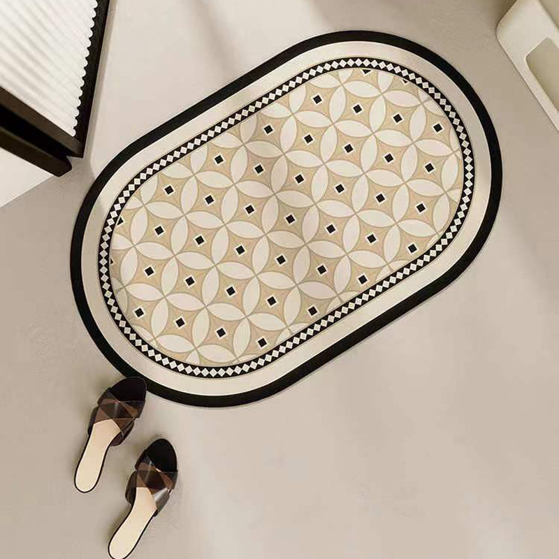 Bathroom mat made of technofiber, oval