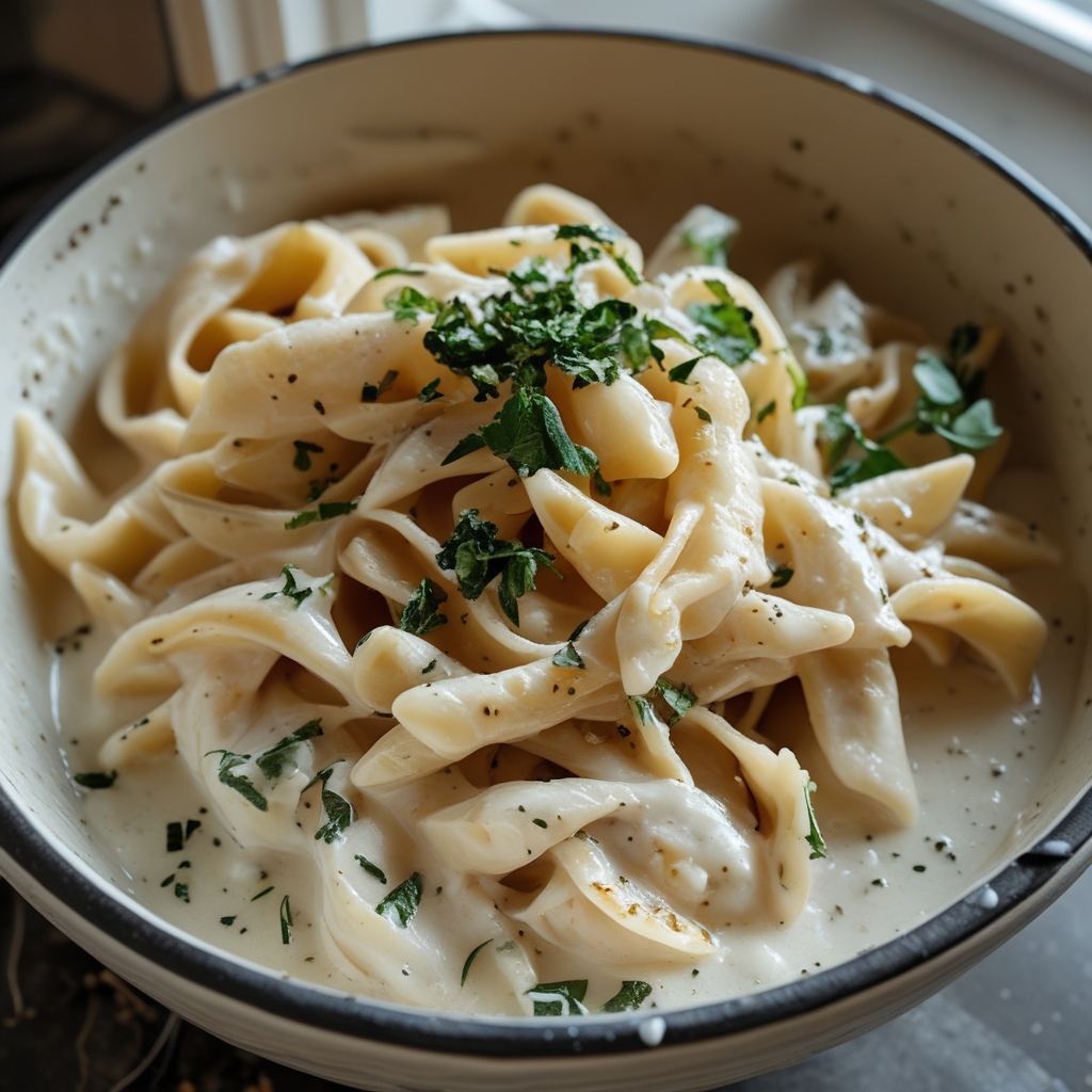 One Pot Creamy Garlic Pasta Recipe - Easy & Homemade Comfort Food finished