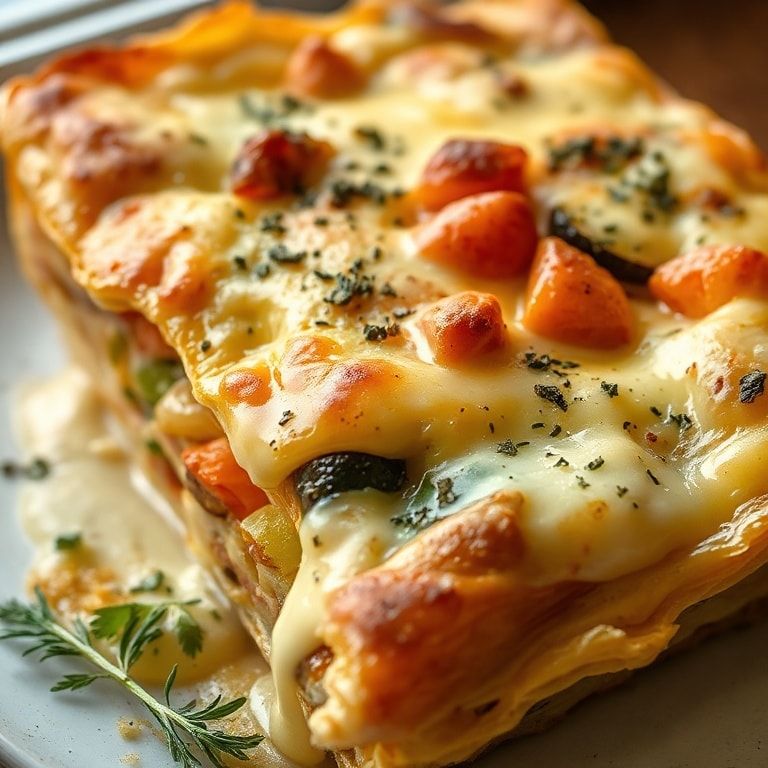 A delicious Veggie Phyllo Bake filled with assorted vegetables and creamy custard, perfect for a comforting meal – Easy Homemade Comfort Food finished