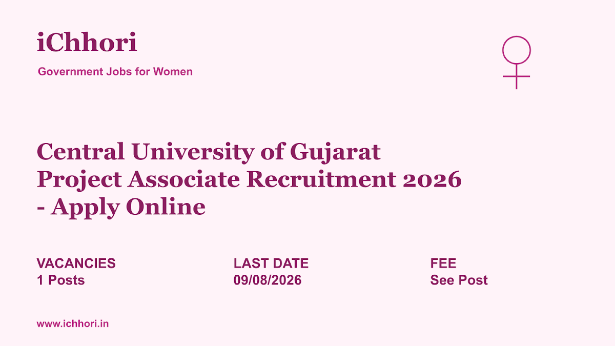 Central University of Gujarat Project Associate Recruitment 2026 - Apply Online - iChhori