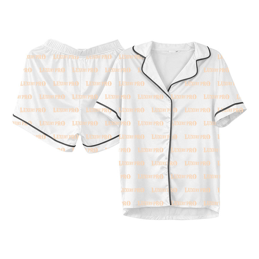 AOP HY Short Sleeve Shirt and Shorts Pajama Set Women with Pocket