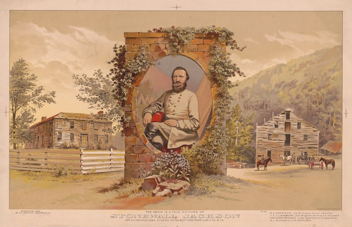 Stonewall Jackson and his boyhood home situated on the West Fork River Lewis Co