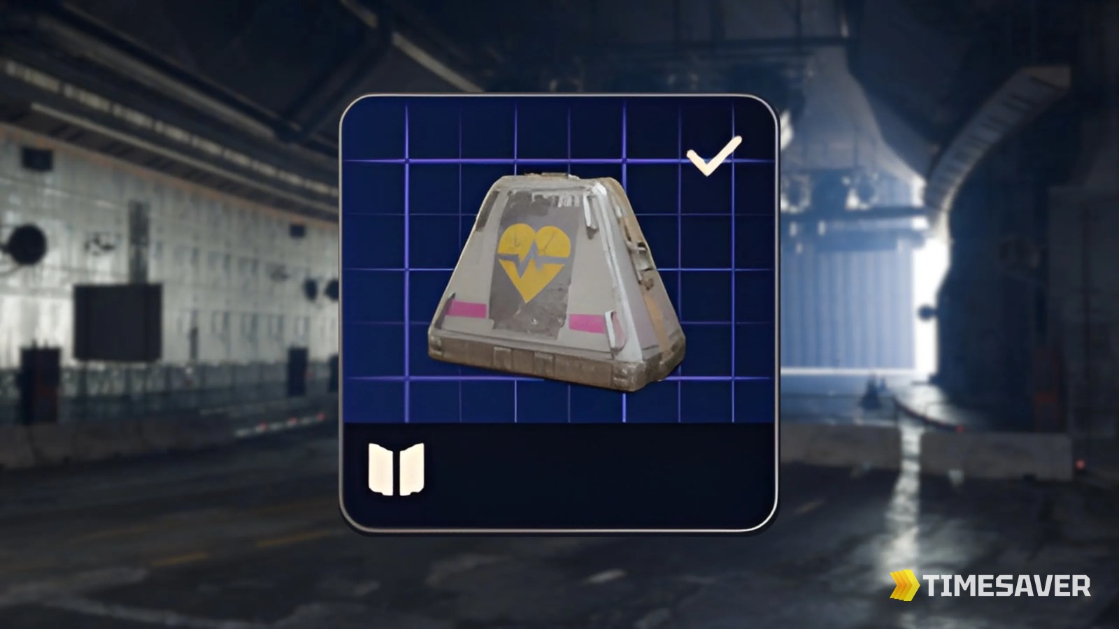 ARC Raiders Looting Mk.3 Survivor augment blueprint acquired, showing the heavy-duty pack mule augment item with its yellow heart-pulse icon in a Blue Gate tunnel