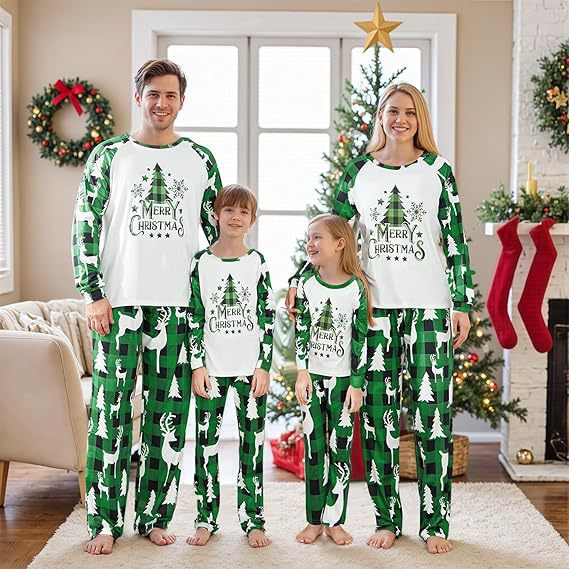 Family Pajama Set, festive plaid pattern