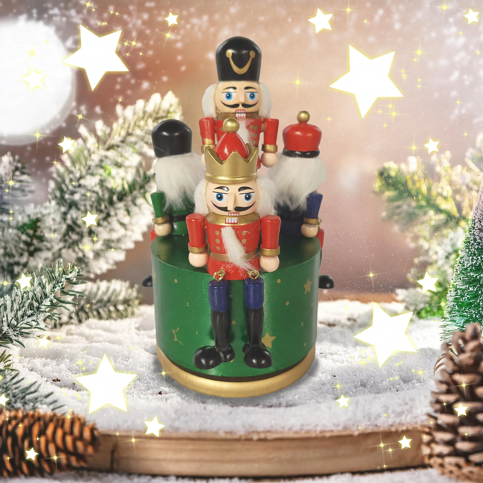 Wooden Nutcracker Music Box