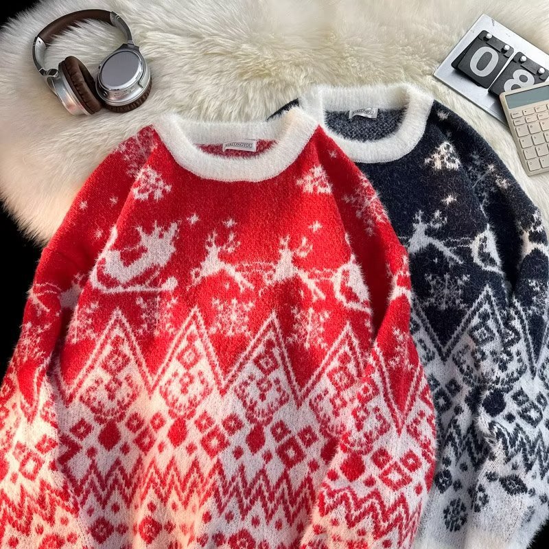 Retro Christmas sweater for men, loose fit