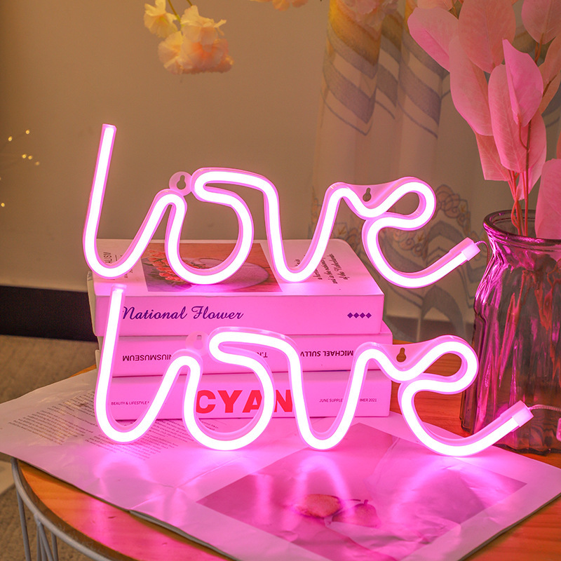 LED Neon Light LOVE, Plastic, Switch Control