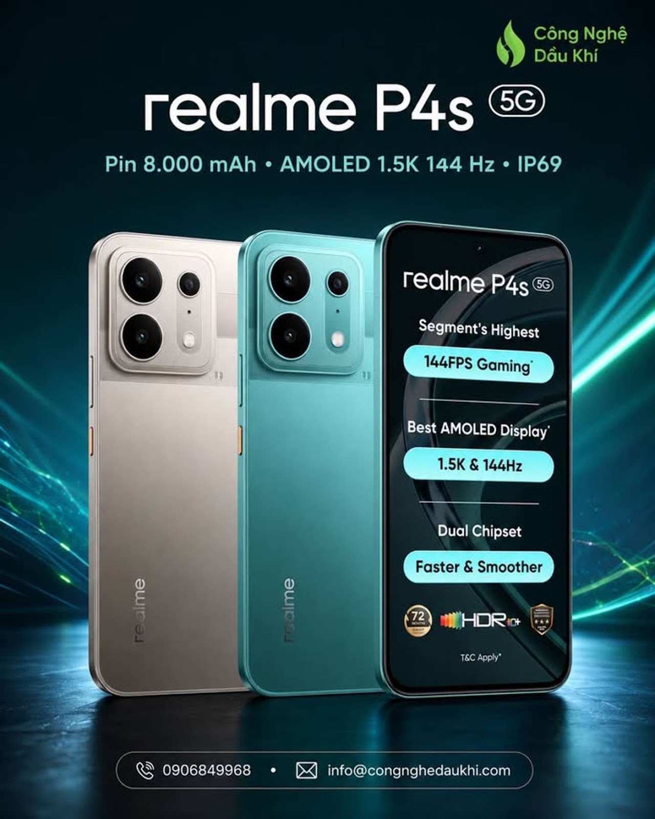 realme P4s 5G ra mắt với pin 8.000 mAh, màn hình AMOLED 1.5K 144 Hz và chuẩn IP69 #realme #realmeP4s5G #Smartphone5G #Dimensity7400Ultra #Pin8000mAh #AMOLED144Hz #IP69 #Android16