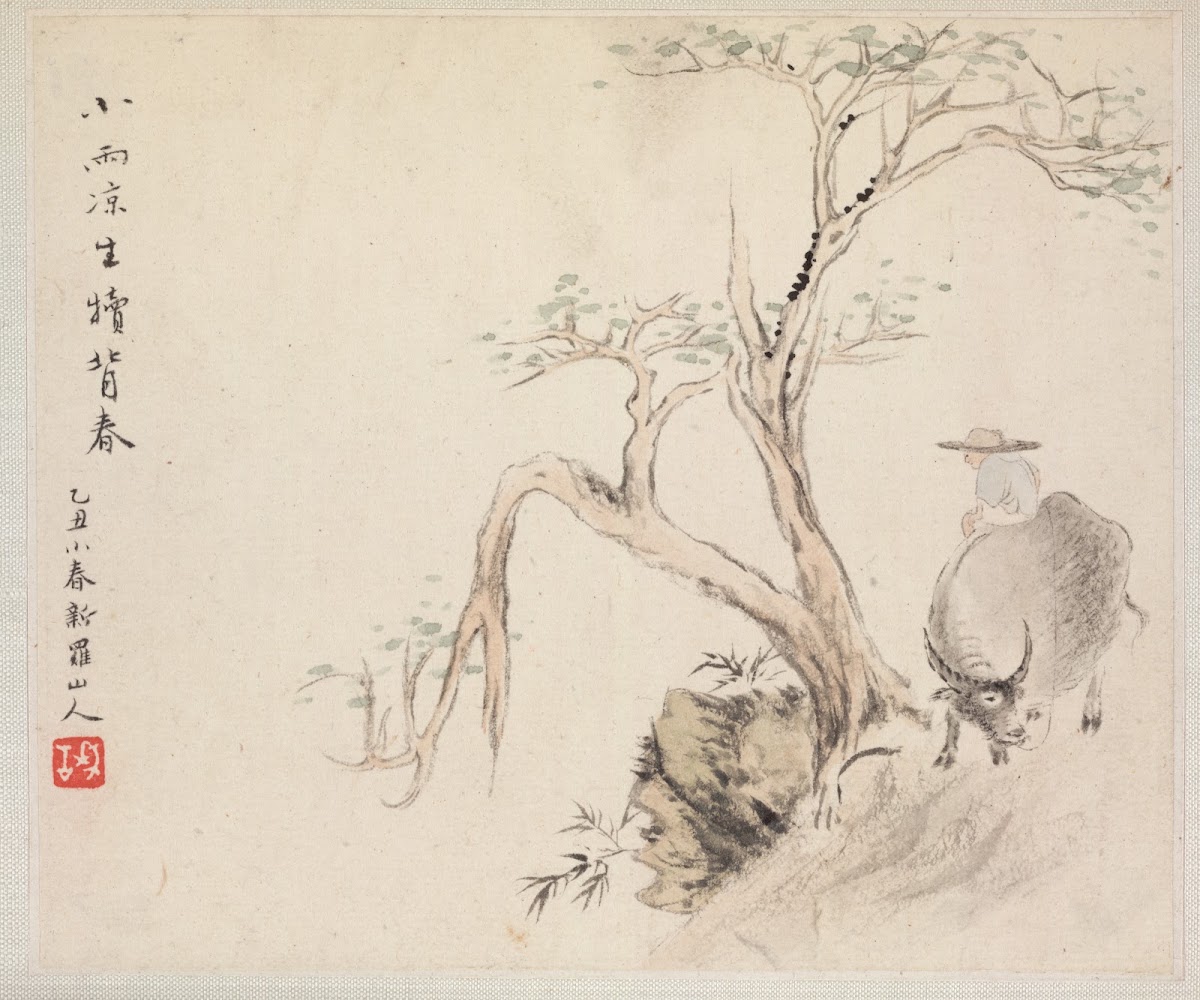 A Man Sits on a Water Buffalo 1700s