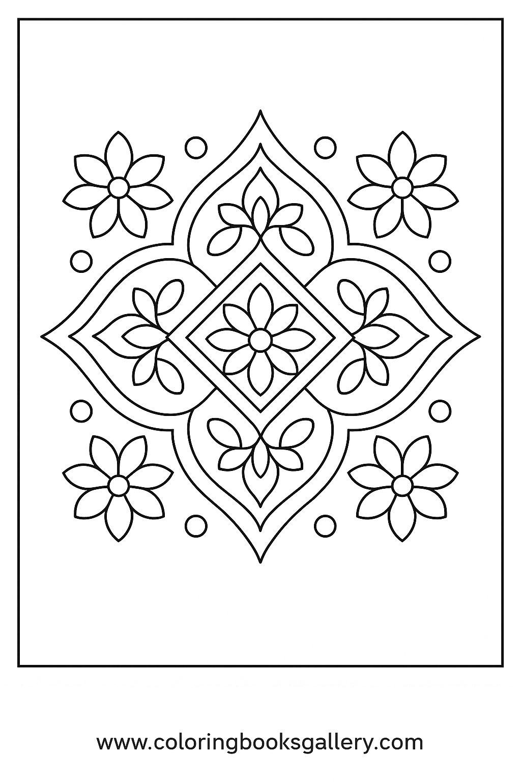 Rangoli pattern for Diwali – Free Printable Coloring Sheet for Kids and Adults – printable coloring page