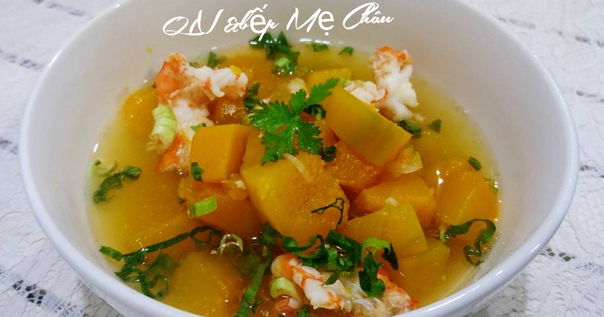 Canh bí đỏ nấu tôm