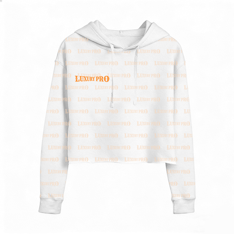 Allover Print Cropped Hoodie Without Hem - 300g