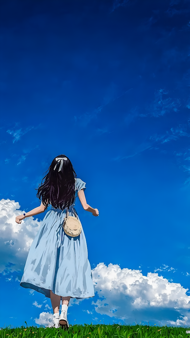 Azure Dream: Girl Under Open Sky