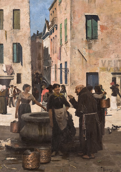 At a water well 1883