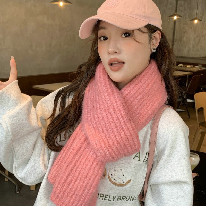 Soft alpaca wool scarf, solid color, thick and versatile
