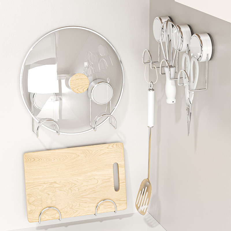 Suction cup storage basket for kitchen, iron and sponge