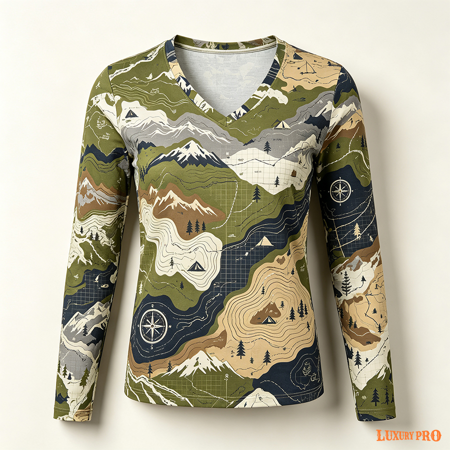 AOP MDB V Neck Long Sleeve Shirt