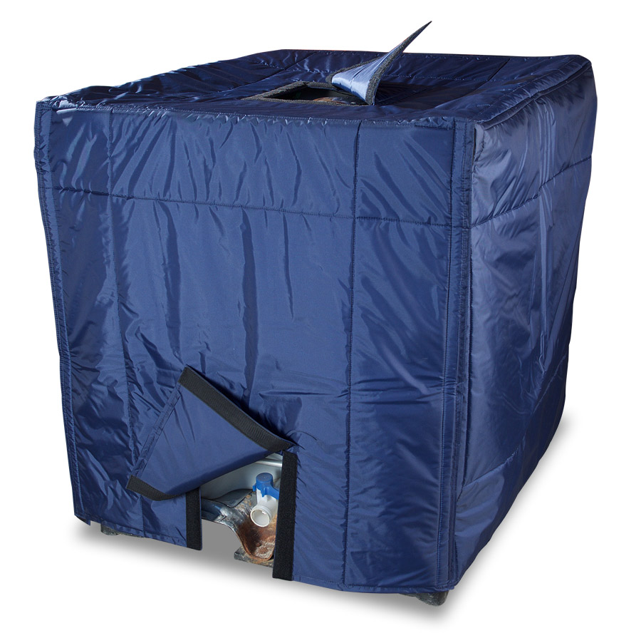 Geïsoleerde volledige hoes in blauw nylon voor 1000L IBC