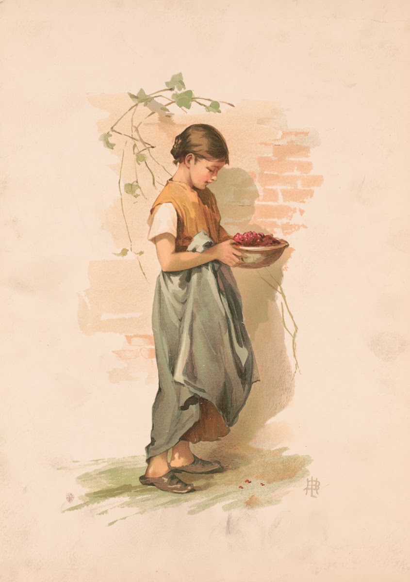 Study Girl carrying dish of berries 1886