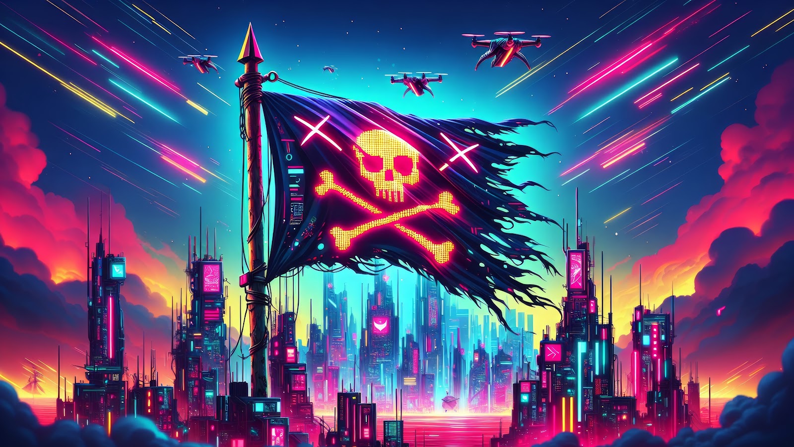 Cyberpunk Pirate Flag Wallpaper