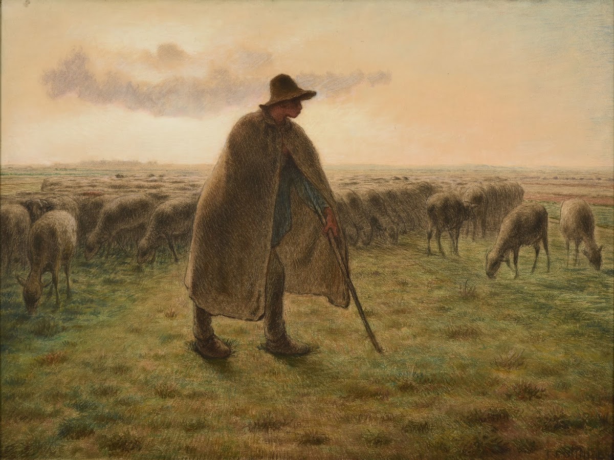 Berger gardant son troupeau ca 1865