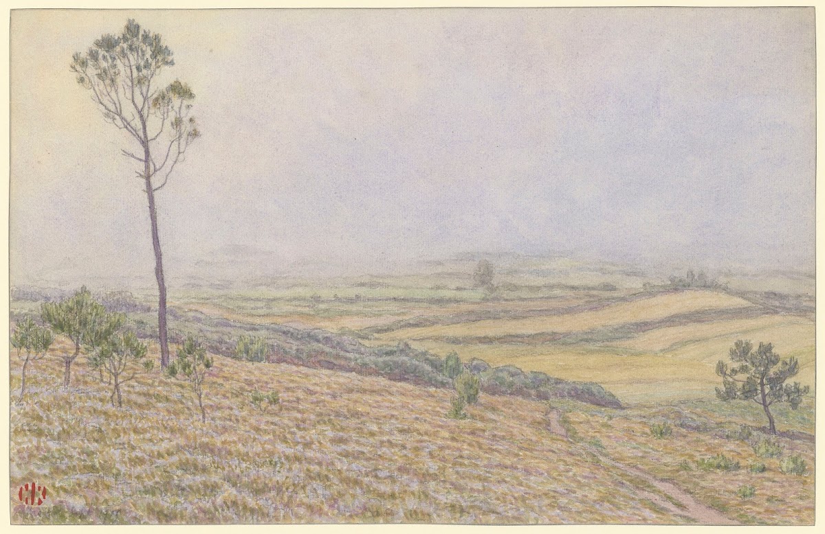 Morgat landes de Lequiffiniec dans la brume 1915