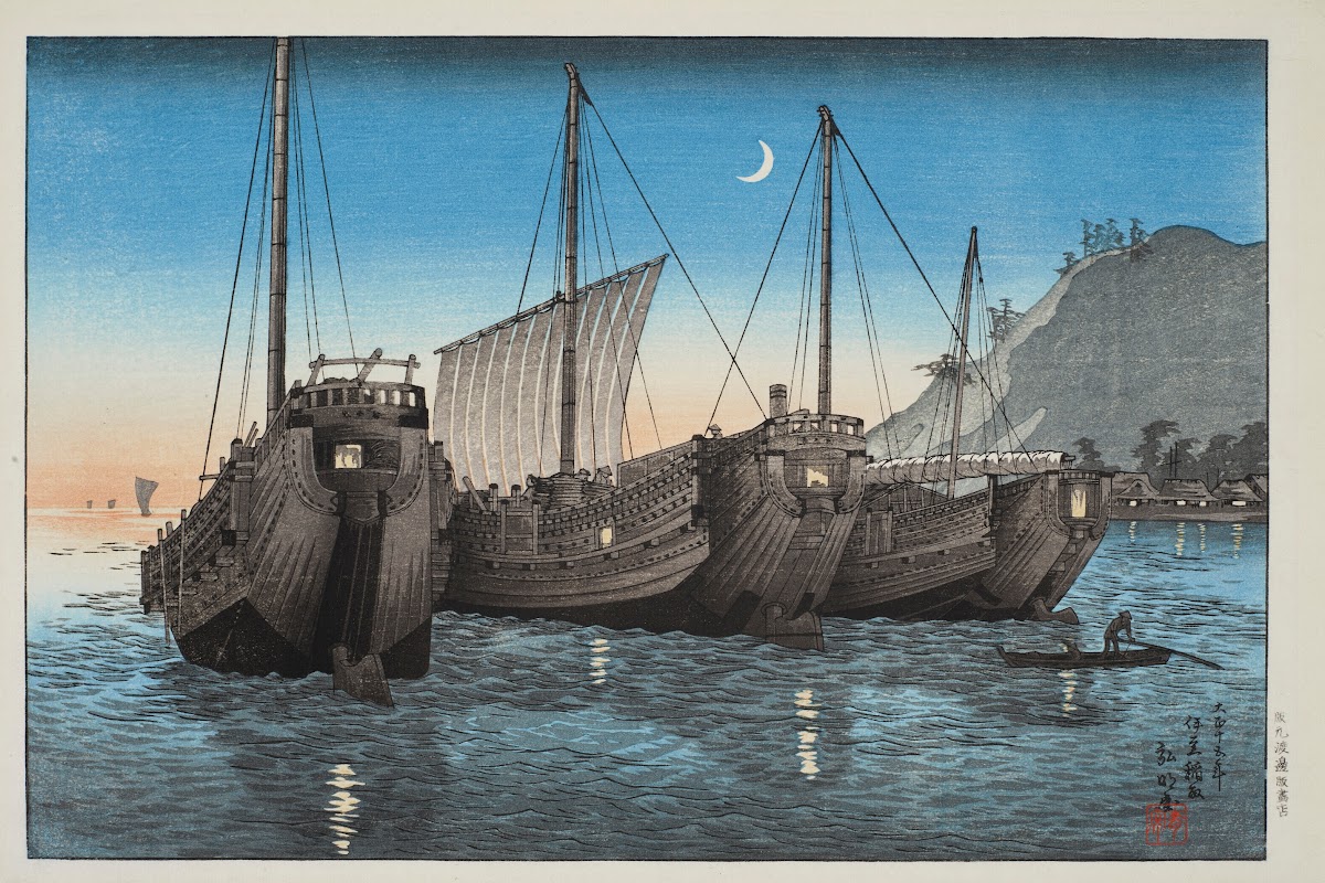 Junks in Inatori Bay Izu 1926