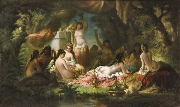 Femmes nues dans un jardin ombragé 1873