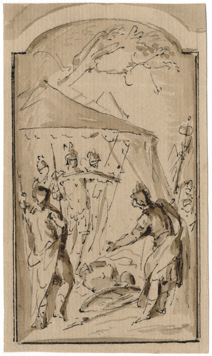 Odysseus and Ajax fighting over the armour of Achilles