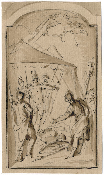 Odysseus and Ajax fighting over the armour of Achilles
