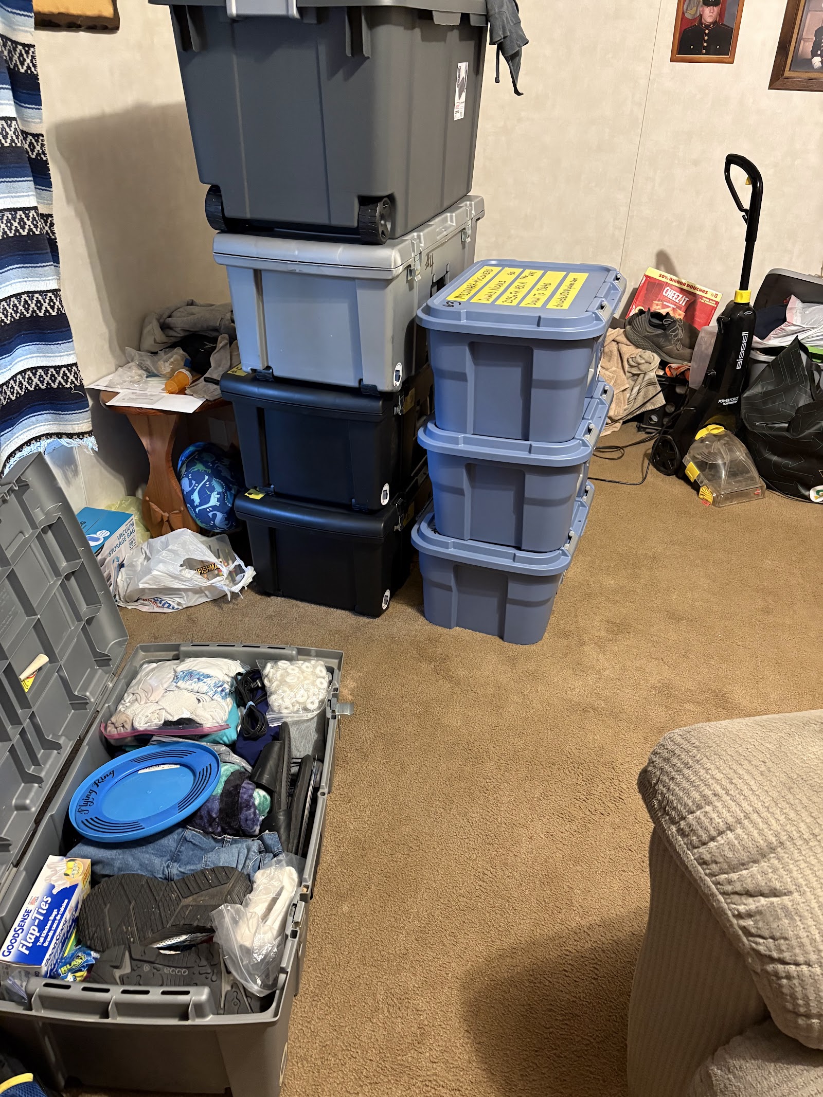 Ministry trunks packed and stacked, ready for the journey to Belize
