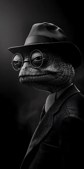 Film Noir Chameleon in Federa and Round Glasses - Free mobile Wallpaper