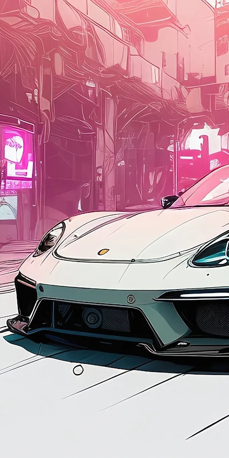 Inkpunk Porsche 4K Phone Wallpaper