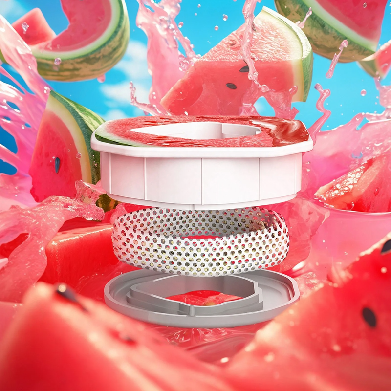 Stainless steel drinking bottle with flavor rings and straw