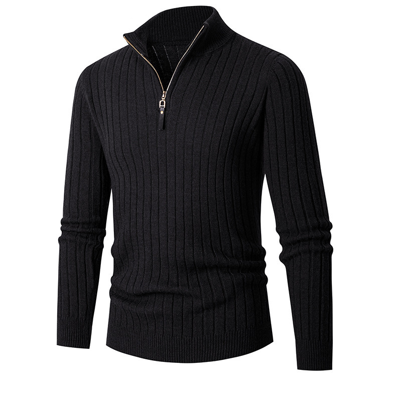 Herren-Strickpullover mit Reißverschluss und Halbrollkragen