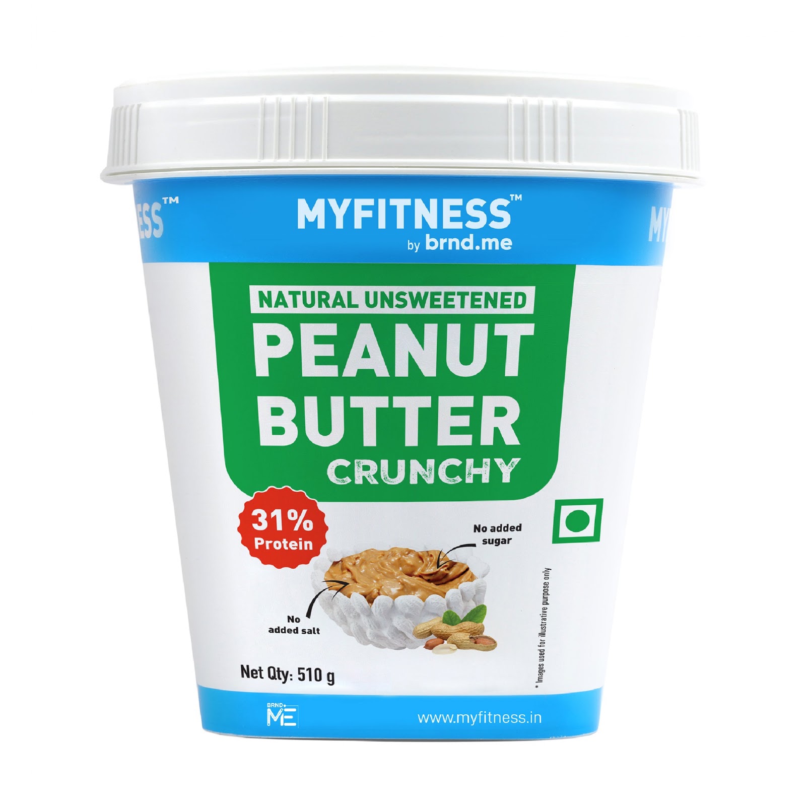 MyFitness Peanut Butter - Natural Unsweetened — Crunchy, 510 g