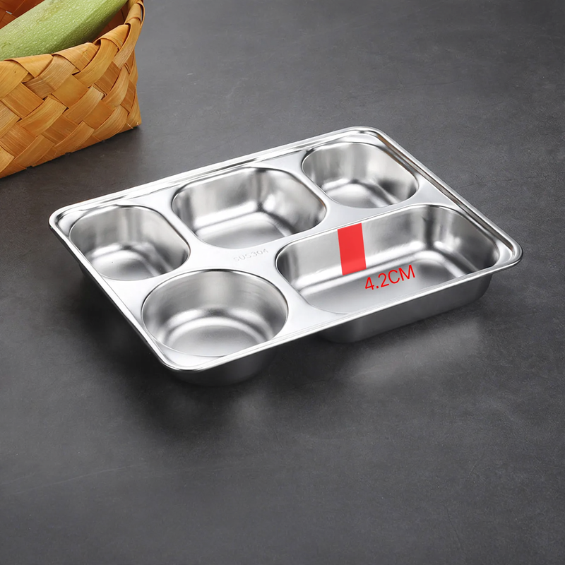 Stainless steel tray with compartments, square