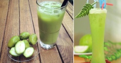 Lọc bỏ xác từ hỗn hợp và bạn có thành phẩm là nước ép cóc từ máy xay sinh tố. Đổ hỗn hợp ra ly, thêm vào chút xíu muối cho đậm đà là bạn đã có thể thưởng thức.