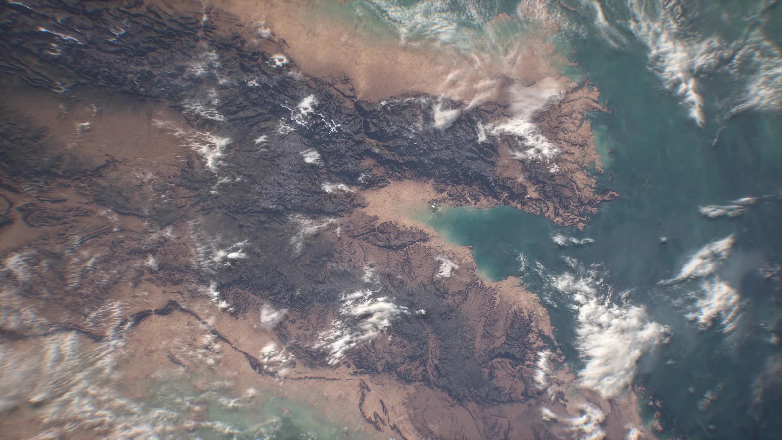 Satellite View of Rugged Coastline - Satellite Photography 4K Wallpaper (3840x2160)