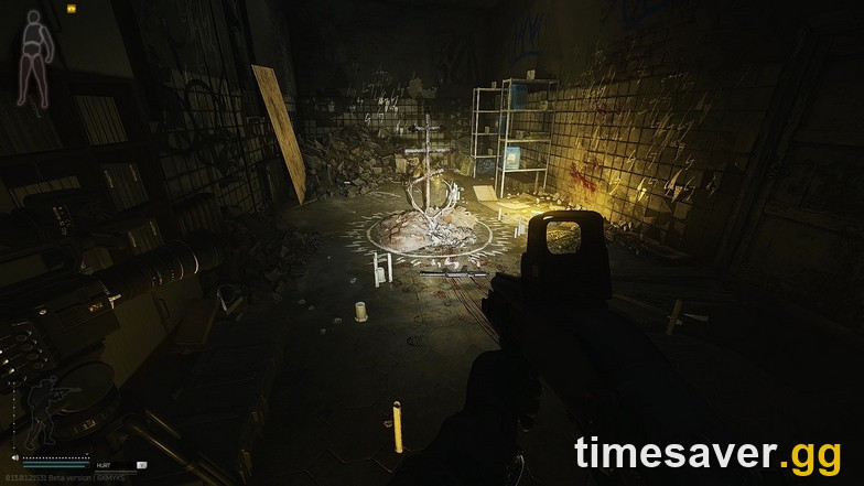 A marked room interior on Streets of Tarkov with the ritual candle setup and loot shelves — one of the map's three jackpot rooms