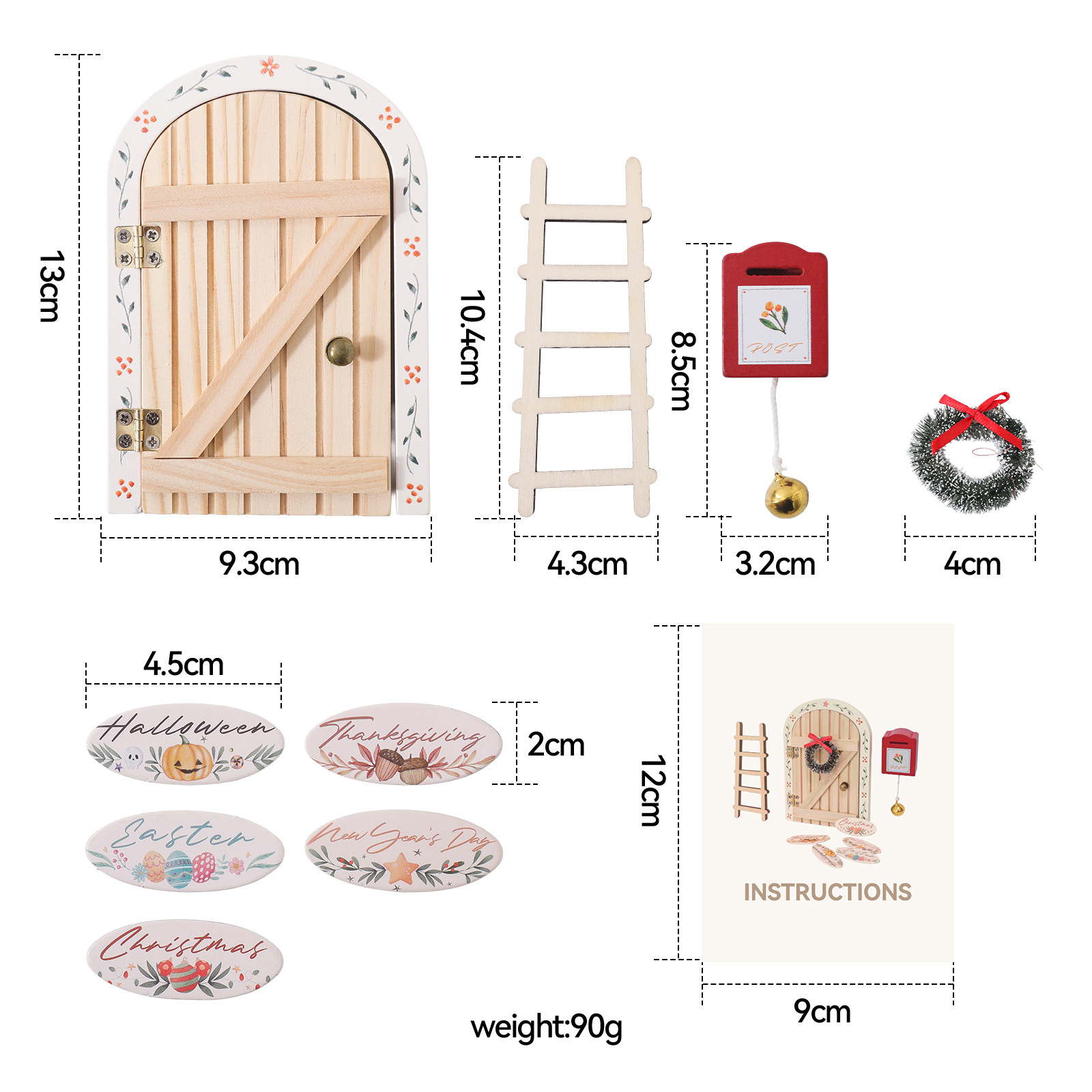 Wooden Christmas Elf Door, Decorative Toy