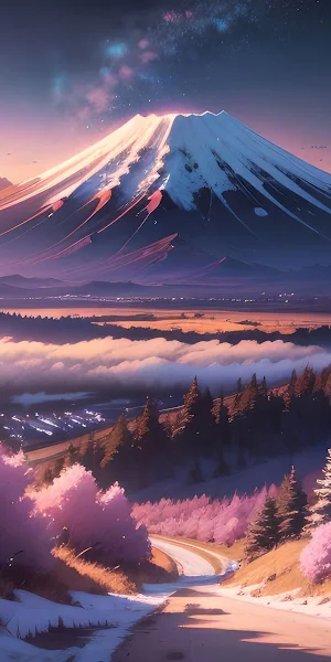 Mount Fuji Dreamy Digital Art 4K Wallpaper Background