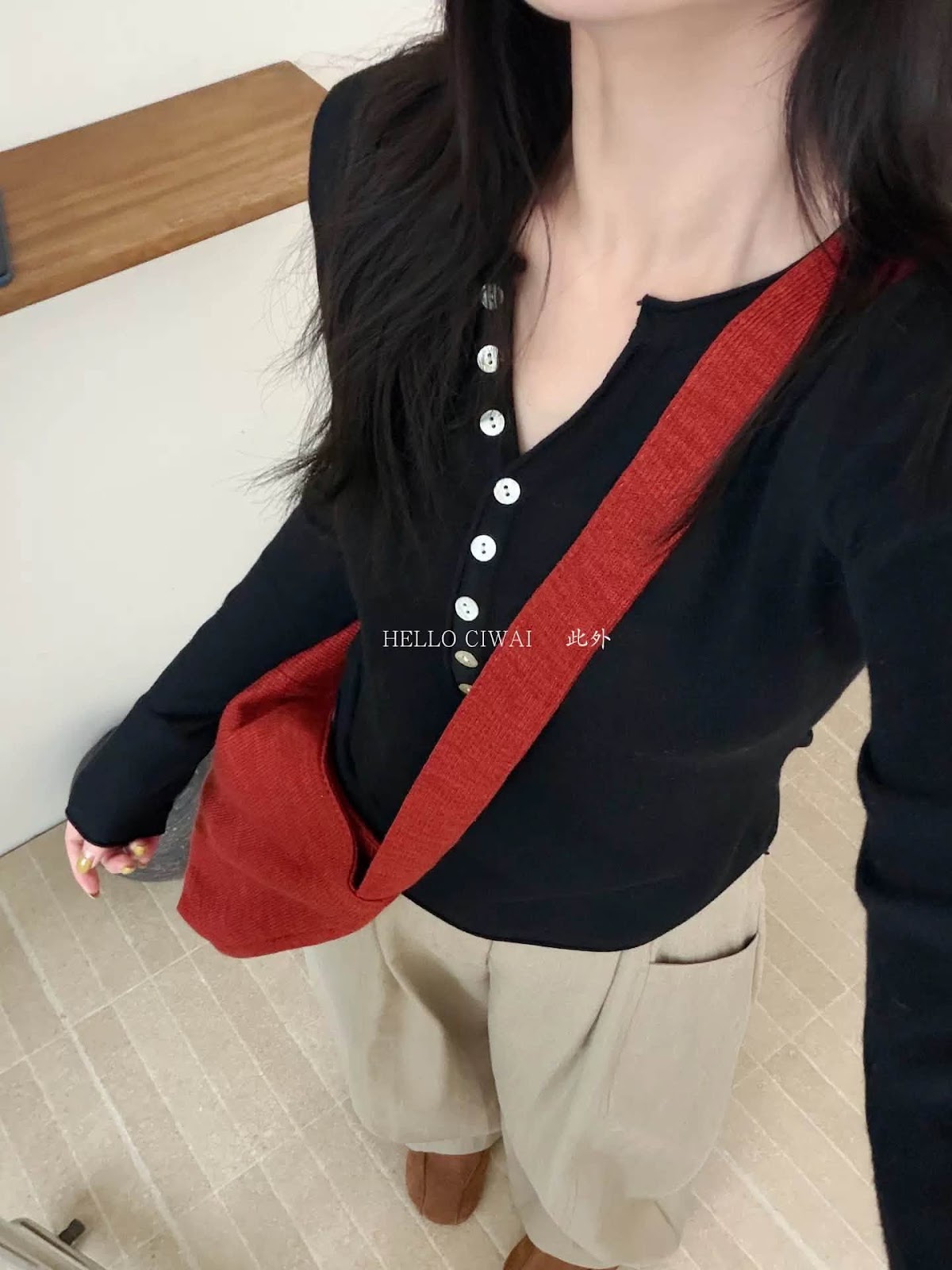 Áo len dài tay cổ V nút trơn XONXEN SHOP 6802 – Image 3