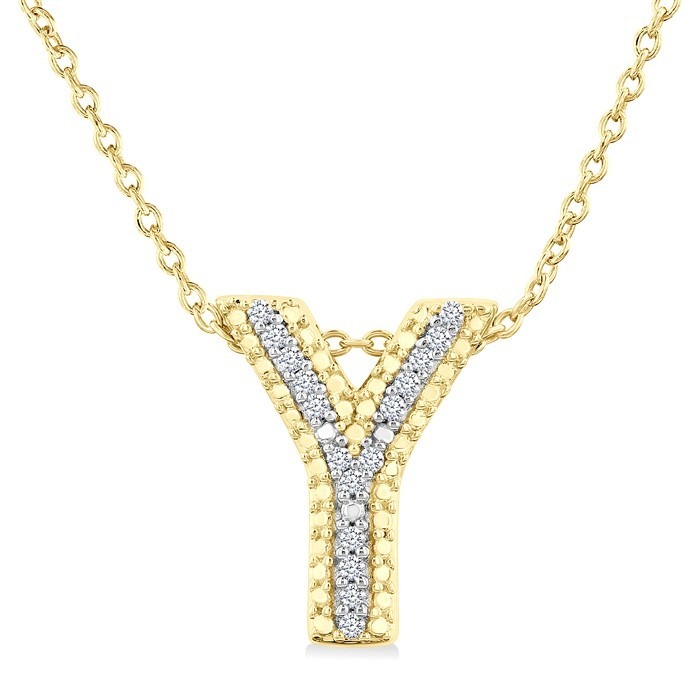 Gold Vermeil Bubble 'Y' Initial Diamond Pendant