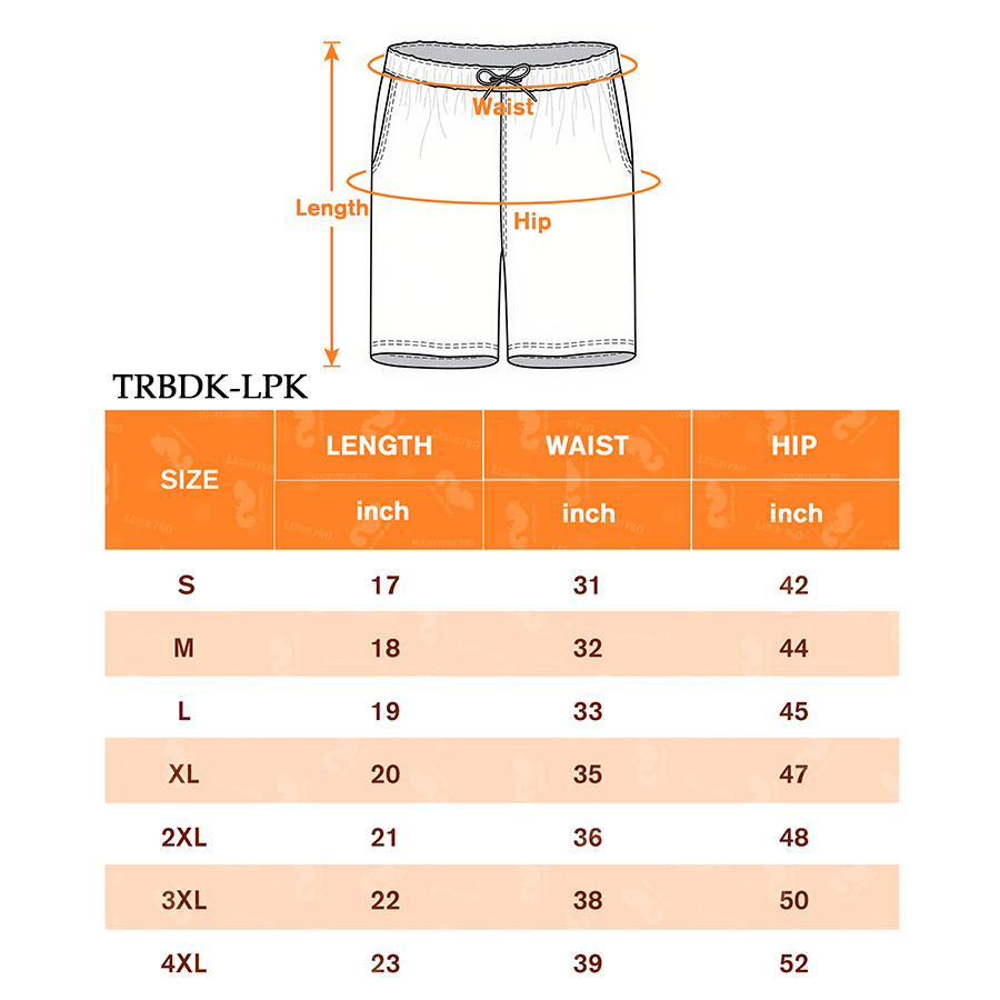 AOP TRB Hawaiian Beach Shorts with Liner, Two-Piece Construction