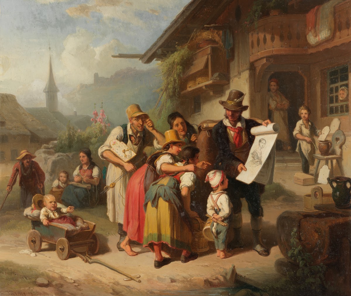 Dorfszene aus dem Schwarzwald 1856